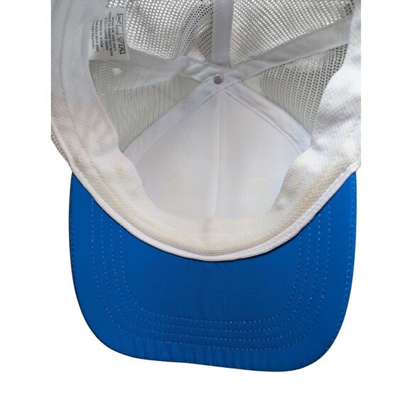 Hoka One One Blue White Mesh Snapback Trucker Hat Cap “TIME TO FLY” Print - Picture 5 of 6